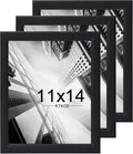 KTKDE 11x14 Picture Frame Set of 3,Black Wooden frames, Vertical & Horizontal Wall Hanging for Wall Display,Studio Gallery Photo Frame for Photos, Posters & Art Prints