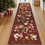 U'Artlines Red Christmas Runner Rug for Hallways,2'6" x 10'Colorful Floral Carpet Soft Non Slip Washable Floor Carpet Runners for Entryway Laundry Room Bathroom
