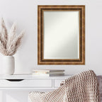Amanti Art Bronze Wall Mirror 29x23 Manhattan Bronze Rectangle Bathroom Mirror for Wall Decor Living Room, Medium Traditional Wood Frame, Hangs Horizonally and Vertically, Bathroom Decor, Beveled Edge