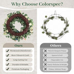 24Inch Eucalyptus Wreath Set of 2, Large Eucalyptus Wreath for Front Door with Olive Leaves and Berries for All Seasons, Spring Summer Year Round Wreaths for Front Door Indoor Outdoor