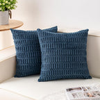 Aegero Pack of 2 Corduroy Decorative Throw Pillow Covers 20x20 InchSoft Boho Striped Pillow Covers Modern Farmhouse Home Decor for Sofa Living Room Couch Bed（Teal）
