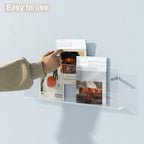 Acrylic Magazine Holder, 2 Pack Hanging Bookshelf Magazine Rack, Wall Mounted Floating Brochure Display for Waiting Room, Office, Home (Clear, 17 Inch)