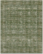 Washable 6x9 Area Rugs for Living Room, Boho Non-Slip Vintage Distress Large Rugs for Bedroom Dining Room Nursery Office, 0.3" Neutral Oriental Throw Thin Carpet, Grass Green/Multi