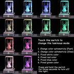 YWHL 3D Crystal Guardian Angel Figurine with Colorful Light Base, Laser Engraved Glass Angel Gifts, Collectible Figurines
