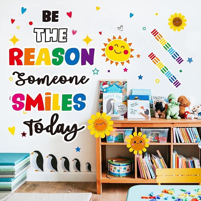 Classroom Bulletin Board Decoration Set Welcome Banner Wall Door Decor Colorful Classroom Decorations for Kindergarten Preschool Elementary Middle School(Be The Reason Someone Smile Today)