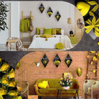 3 Pcs Yellow Rose Bathroom Wall Decor Flower Yellow Decor Inspirational Wooden Wall Art Office Wall Decor with Accept Let Go Have Faith Sign for Girl Women Bathroom Living Room Bedroom(yellow 12 x 7")