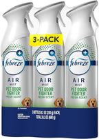 Febreze Air Mist, Air Freshener Spray, Odor Fighting Room Spray, Deodorizer for Home Bathroom Kitchen Apartment, Pet Odor Fighter Fresh Scent, 8.1oz (Pack of 3)