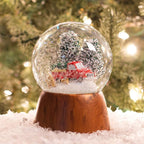 Red Truck With Dogs Cherry Woodgrain 6 x 4 Resin and Metal Holiday Musical Snow Globe