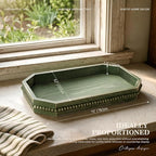 Decorative Tray with Beaded for Room Decor - Wooden Serving Tray Ornament Entryway Table - Farmhouse Centerpieces for Dining Table can Beauty Home and Kitchen (Green)