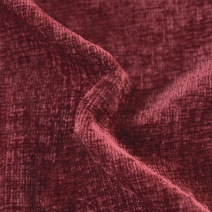 CaliTime Christmas Throw Pillow Covers Decorative 20 X 20 Inches Pack of 2 Cozy Chenille Cushion Cases for Couch Sofa Bed Living Room Home Burgundy