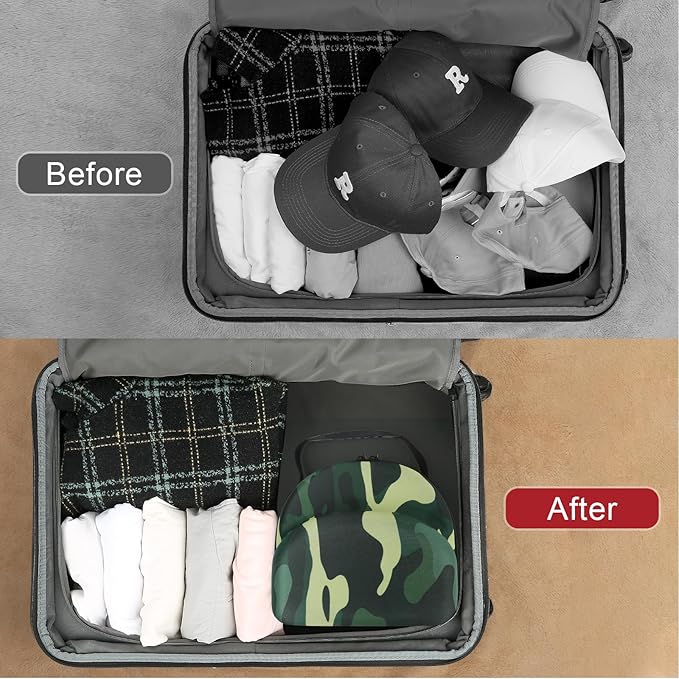 Hard baseball hat case, Hat Carrier Travel Case with Adjustable Shoulder Strap, Hat cap case for 3 Baseball Caps - Perfect for Traveling & At-Home Storage (Camo Green)