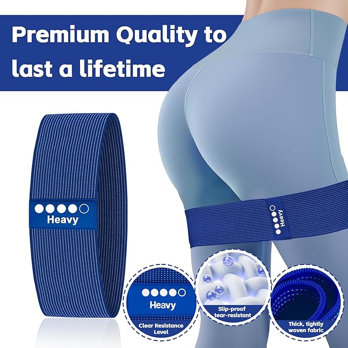 Resistance Bands for Working Out - Exercise Bands Set with Workout Guide - Fabric Elastic Bands for Physical Therapy - Fitness Bands Ideal for Legs Hip Glute