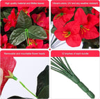 Faux Bougainvillea Artificial Plants Flowers for Outdoors Spring Outside Decor, 4 Bundles Red Fake Bougainvillea Silk Outdoor Flowers UV Resistant Look Real for Porch Patio Window Planter Garden Home