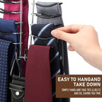 Kathfly 3 Pcs Swivel Tie and Belt Hanger for Closet with 26 Metal Hooks, Necktie Organizer for Men, Large Capacity Tie and Belt Chrome Hanger， 360 Degree Swivel Space Saving Organizer, Black