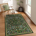 Moynesa Floral 3x5 Area Rug, Washable Non Slip Soft Bedroom Rugs, Boho Green Small Rugs for Living Room, Botanical Ultra Thin Throw Carpet for Kitchen Entryway Bathroom, Green