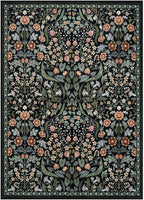 Moynesa Floral 5x7 Living Room Area Rug, Soft Washable Rugs for Bedroom, Non Slip Ultra Thin Boho Rug Botanical Stain Resistant Floor Carpet for Dining Room Home Office, Black