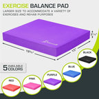 ProsourceFit Exercise Balance Pad, Non-Slip Cushioned Foam Mat & Knee Pad for Fitness and Stability Training, Yoga, Physical Therapy