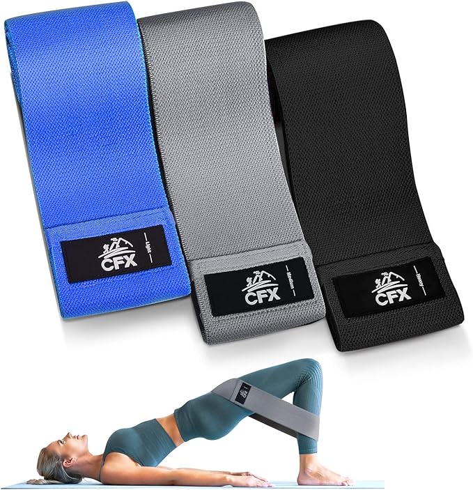 CFX Resistance Bands Set, Exercise Bands with Non-Slip Design for HIPS & Glutes, 3 Levels Workout Bands for Women and Men, Booty Bands for Home Fitness, Yoga, Pilates