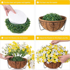 INSPRING Artificial Hanging Flowers for Outdoors Baskets Spring Fake Plants Outdoor Decoration, UV Resistant Faux Morning Glory in Planter Look Real Silk Flowers for Outside Patio Porch Balcony Garden