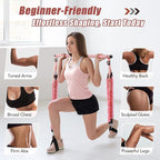 Upgraded Pilates Bar Kit with Resistance Bands Natural Latex for Women & Men, Heavy-Duty Stainless Steel Multifunctional Yoga Pilates Stick for Home Gym Exercise Fitness Equipment Full-Body Workouts
