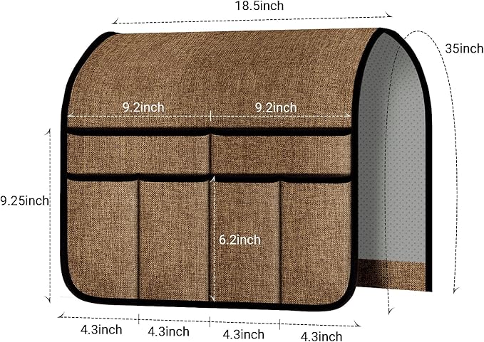 Armchair Caddy & Remote Control Holder for Couch & Recliner | Non-Slip Armrest Organizer with 6 Pockets for TV Remote, Phone, Tablet, Magazine & More, 19 x 35 Inches, Chocolate