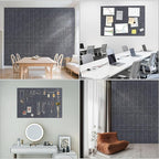 Large Felt Cork Board Alternative - 36" x 24" Bulletin Board with 30 Pushpins, 6 Pack Adhesive Cork Board, Sound Absorbing Fabric Wall Tiles, for Office Home Music Class, Dark Gray