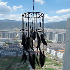 Halloween Gothic Black Dreamcatcher with 5 Bat Ornaments - Wall Hanging for Witchy Home Outdoor Decor, Halloween Bat Decor, Dark Gothic Gift, Goth Wall Hanging Decor