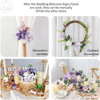 Odouzy Artificial Wedding Arch Flowers for Wedding Sign,Set of 2 for Wedding Welcome Ceremony Sign,Faux Floral Swags,Wedding, Banquet and Reception Backdrop Floral Decoration (Purple)