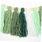 ORFOFE Hand-Woven Wooden Bead Cotton String Tassel Decor Wall Art Pendant Home Decor for Bedroom Apartment Wedding