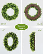 DDHS 32 inch Boxwood Wreath, Artificial Large Summer Wreaths for Front Door with Yellow Cloth can DIY Shaped, Spring or Summer Wreaths for Hanging in the Shop, Farmhouse, Roof Green Wreath Decoration