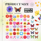 Colingmill 60 Pcs Summer Ornaments for Tree 3.15'' Summer Wooden Flower Butterfly Sunflower Ornaments Spring Wood Hanging Tree Decoration for Birthday Wedding Baby Shower Party Decoration
