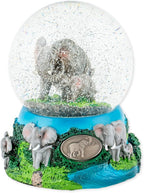 Wandering Elephant Family 100mm Resin Glitter Water Globe Plays Tune Beautiful Dreamer