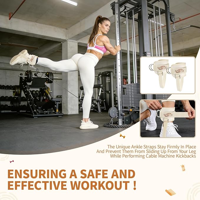 Resistance Bands with Cuffs – Comfort Ankle Workout Bands for Women & Men, Booty Exercise Bands for Kickbacks, Hip & Glute Training, Butt Lift Fitness Equipment, Durable Home Gym Accessories