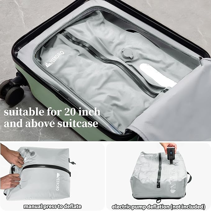 Vacuum Bags for Travel, Professional IP67 Reusable Vacuum Compression Bags for Travel Suitcases and Backpack, Durable Space Saver Bag (2 PACK, No Pump)