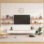 Vivelove Solid Wood Floating Shelves 36 Inches Long, 8”Deep x 1.4” Thick Wall Shelves for Bathroom, Living Room, Kitchen, Bedroom, Office, Rustic Farmhouse Home Decor, Set of 2 - Honey Oak