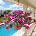 Artificial Hanging Flowers for Outdoors Hanging Baskets, 3 Pcs Fake Silk Flower with Hanging Baskets Planter for Spring Summer Garden Porch Patio Yard Outside Decor