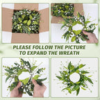 6 PCS Spring Summer Eucalyptus Kitchen Cabinet Wreaths Small Artificial Green Eucalyptus Leaf Wreath for Front Door with Ribbon Boxwood Mini Wreath for Porch Wall Window Farmhouse Wall Home Decor