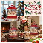 Christmas Snow Globe Lantern Water Glittering Lantern with 8 Songs & 6H Timer Romote Control Christmas Snow Globes USB & Battery Operated for Christmas Festival Decorations Gifts (Santa and Reindeer)