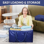 TICONN 6 Pack Extra Large Moving Bags Heavy Duty with Zippers & Carrying Handles, Durable Storage Bags Moving Boxes for Closet Organizers and Storage (6 Pack, Navy)