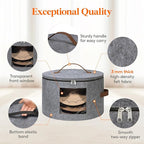 Lifewit Round Cowboy Hat Box for 7 Caps, Large Felt Hat Organizer Bag for Men&Women Storage, Baseball Cap Container with Lid for Travel, Foldable 16.5" Dx10.6 H Carrier, 37L Each, Gray 1 Pack