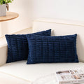 Aegero Pack of 2 Corduroy Decorative Throw Pillow Covers 12x20 InchSoft Boho Striped Pillow Covers Modern Farmhouse Home Decor for Sofa Living Room Couch Bed(Blue)
