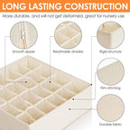 Criusia 6 Pack Sock Underwear Drawer Organizer Dividers, 58 Cell Foldable Fabric Dresser Closet Organizers and Storage Bins for Clothing, Baby Clothes, Bra, Panty, Scarf, Ties (Beige)