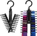 IPOW Upgraded 2 PCS See Everything Cross X 20 Tie Rack Holder,Rotate to Open/Close Tie and Belt Hanger with Non-Slip Clips,360 Degree Swivel Space Saving Organizer