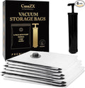 Vacuum Storage Bags 6 Pack with Hand Pump – Space Saver Compression Bags for Clothes, Bedding, Travel & Home Storage