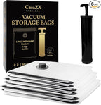 Vacuum Storage Bags 6 Pack with Hand Pump – Space Saver Compression Bags for Clothes, Bedding, Travel & Home Storage