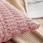 MIULEE Pack of 2 Corduroy Decorative Euro Throw Pillow Covers 24x24 Inch Soft Boho Striped Pillow Covers Modern Farmhouse Home Decor for Sofa Living Room Couch Bed Blush Pink Spring Valentine Decor