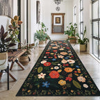 U'Artlines 2'6" x 8' Boho Runner Rug for Hallways Kitchen Colorful Floral Soft Non Slip Washable Floor Carpet Runners for Entryway Laundry Room Bathroom Black Green