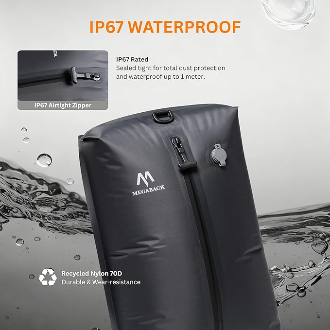 Vacuum Bags for Travel, IP67 Reusable Vacuum Seal Bags for Clothing with Electric Pump, Vacuum Seal Packing cube for Suitcases, Backpack & Travel (1PC+Pump)
