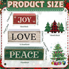 Lineshading 4 Pcs Christmas Table Decor Christmas Tree Centerpiece Joy Peace Love Sign Rustic Decorative Tree Block Signs Gift Winter Tiered Tray Decor Farmhouse for Home Xmas Party Kitchen Shelf