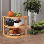 VERTORGAN 3 Tier Bamboo Corner Shelf(2 Pack),Plate Organizer,Dish Drying Rack,Kitchen Spice Rack for Countertop and Cabinet